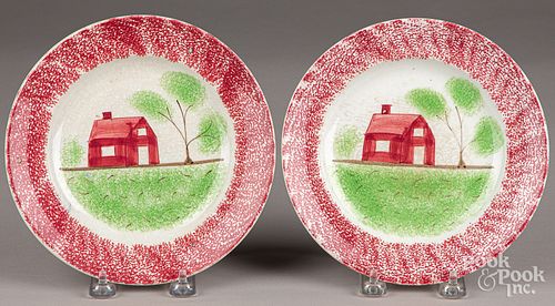 Pair of red spatter shed plates