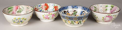 Four large pearlware bowls
