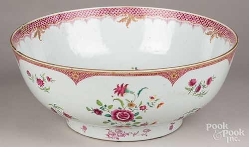 Chinese export famille rose porcelain punch bowl