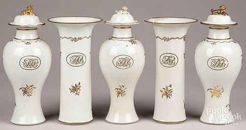 Chinese export porcelain five piece garniture set