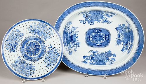 Chinese export Fitzhugh platter and strainer