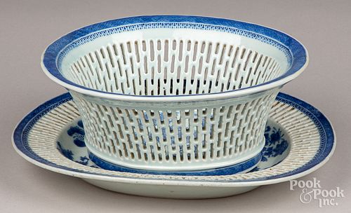 Chinese export porcelain Fitzhugh basket and tray