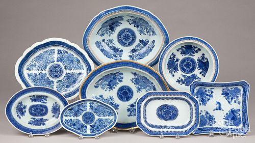 Chinese export blue Fitzhugh porcelain, 19th c.