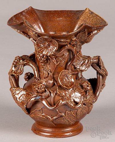 Stoneware vase, with applied grapevine decoration