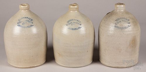 Three Pennsylvania stoneware jugs, 19th c.