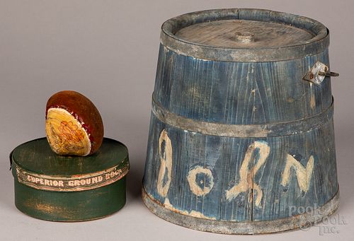 Painted wood bucket, 19th c.