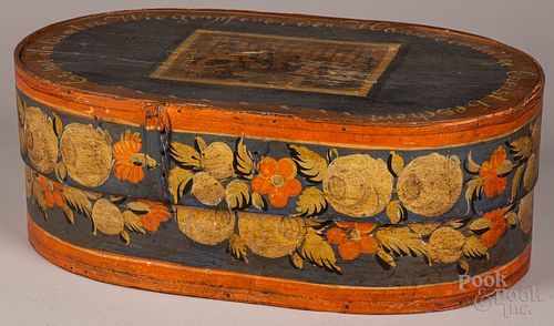 Scandinavian painted bentwood brides box, 19th c.