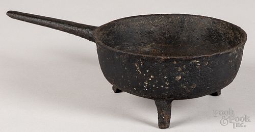 Early cast iron three legged pan, 18th c.