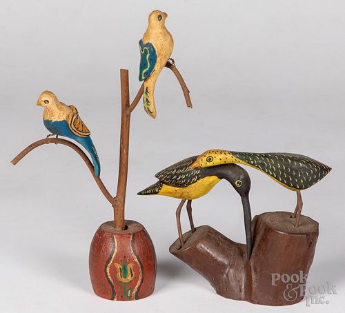 Two June & Walter Gottshall carved bird groups