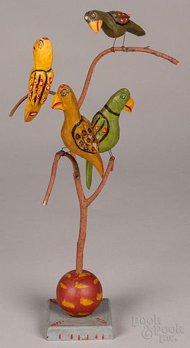 Dan & Donna Strawser carved and painted bird tree