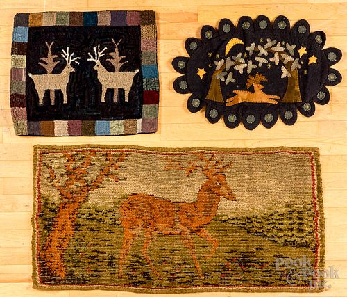 Three stag rugs, mid 20th and later
