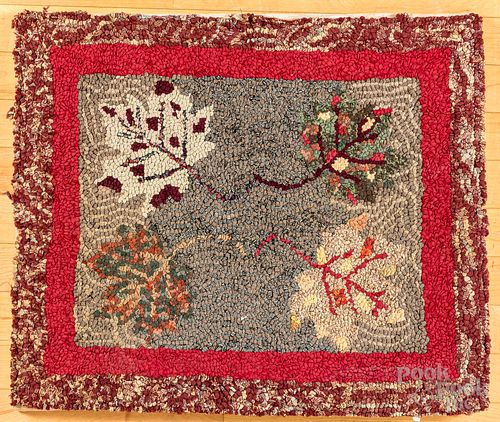 Maple leaf hooked rug, ca. 1900