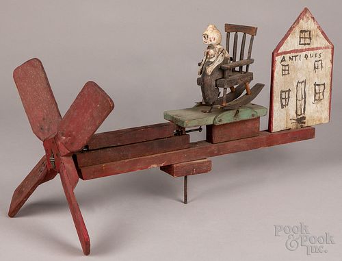 Carved and painted whirligig, early to mid 20th c.