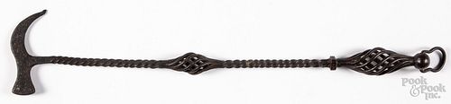 Wrought iron fire tool poker, 19th c.