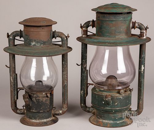 Two large tin carry lanterns, 19th c.