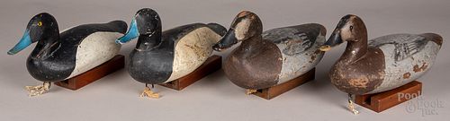 Four Chesapeake Bay carved and painted duck decoys