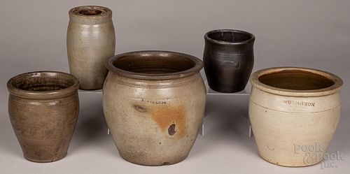 Five pieces of Pennsylvania stoneware, 19th c.
