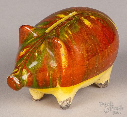 Pottery pig bank, late 19th c.