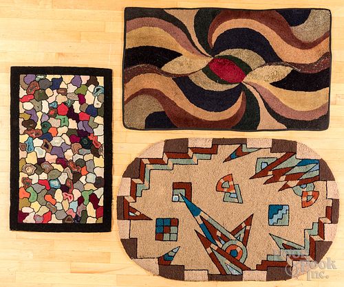 Three hooked rugs, early 20th c.