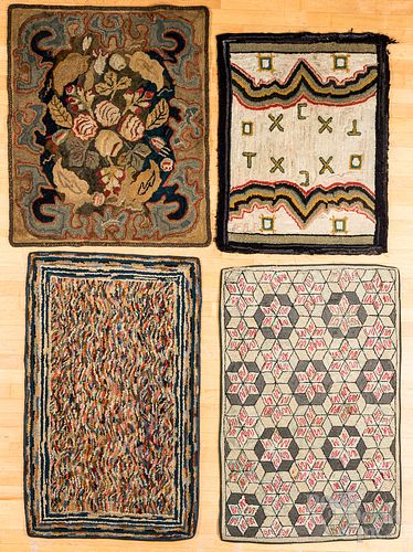 Four hooked rugs, 19th c.