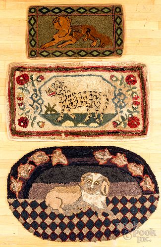 Three hooked rugs, 19th c.