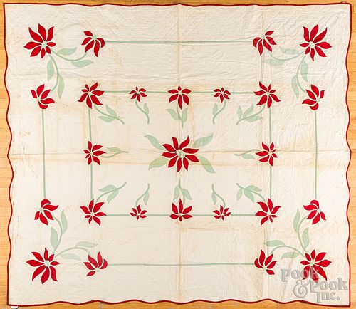 Two floral appliqué quilts, early to mid 20th c.