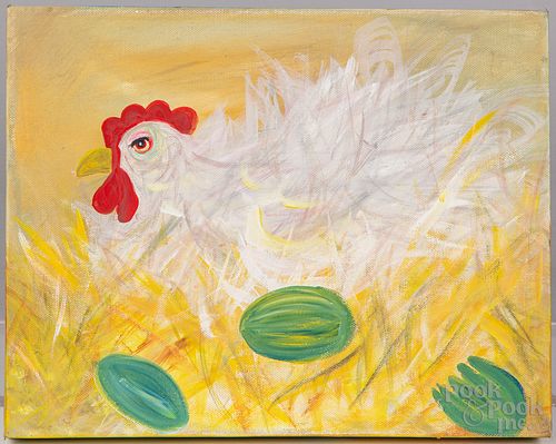 Barbara Strawser oil on canvas of a rooster