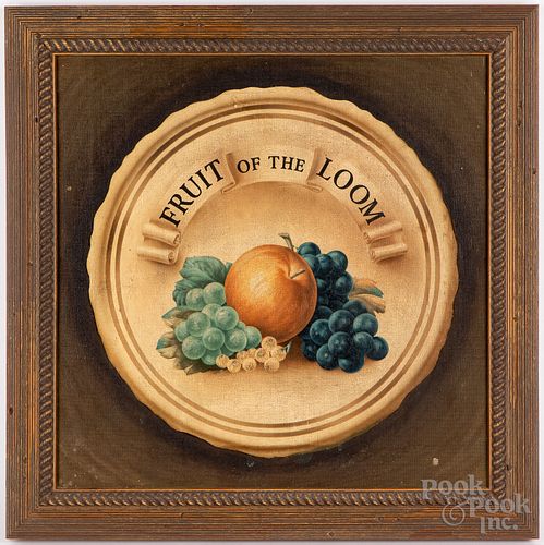 Trompe l'oeil oil on canvas Fruit of the Loom logo