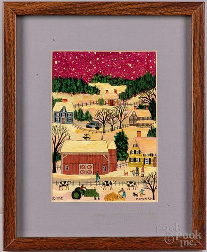 Janet L. Munro acrylic winter farm scene