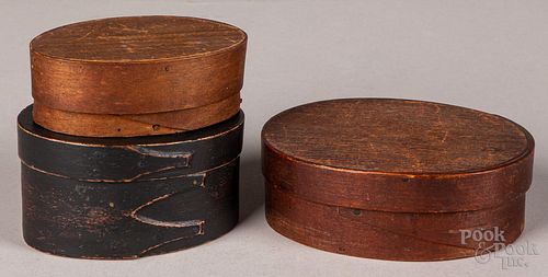 Three small bentwood boxes, two are 19th c.
