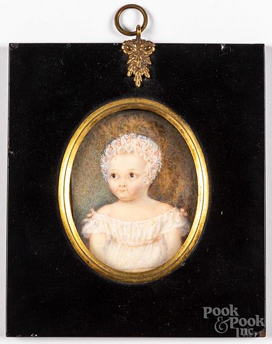 Miniature watercolor portrait of a child 19th c.