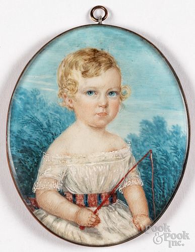 Miniature watercolor portrait, 19th c.