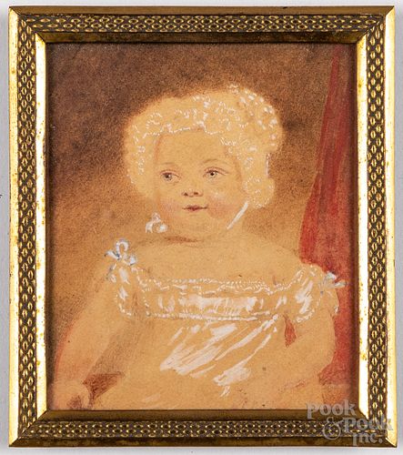 Miniature watercolor and gouache portrait