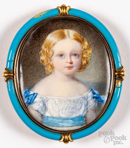 William Egley miniature watercolor portrait
