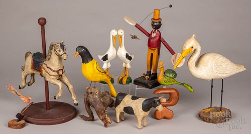 Group of contemporary carved and painted figures