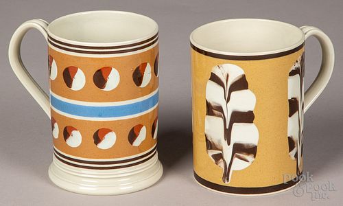 Two Don Carpentier mocha mugs, and a glazed bowl