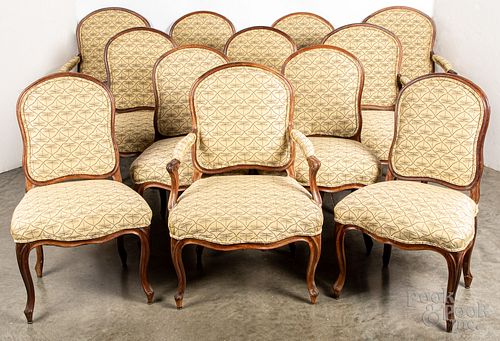 Set of twelve French dining chairs, 19th c.