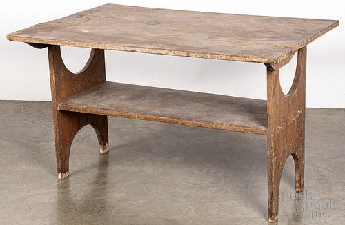Pennsylvania smoke decorated bench table, 19th c.