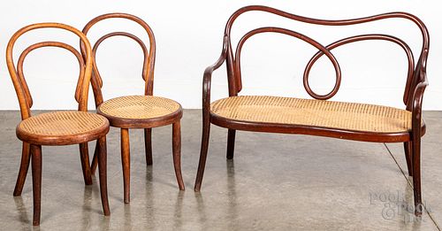 Set of three Thonet bentwood child's chairs