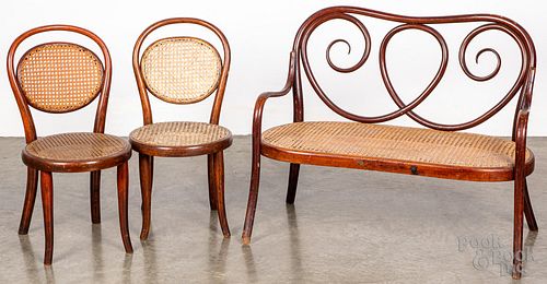 Set of three Thonet bentwood child's chairs