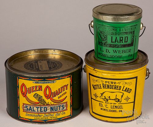 Three advertising tins, to include L. D. Weber