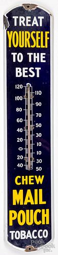 Mail Pouch porcelain advertising thermometer, 39"