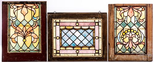 Three leaded glass windows, ca. 1900