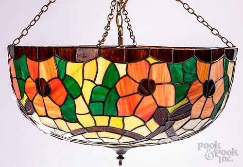 Leaded glass hanging shade, 20th c.
