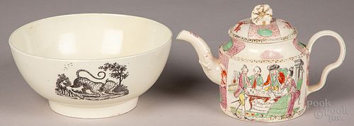 Two pieces of English creamware, ca. 1800