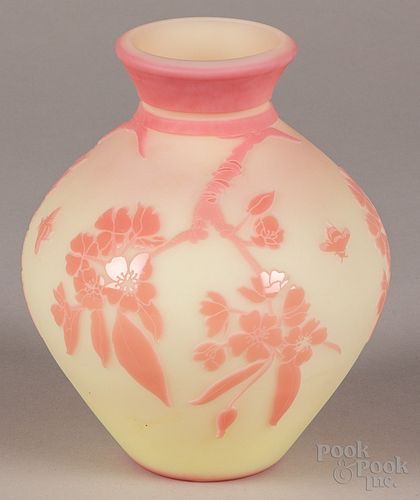 Fenton Studio cameo glass vase, #262/275