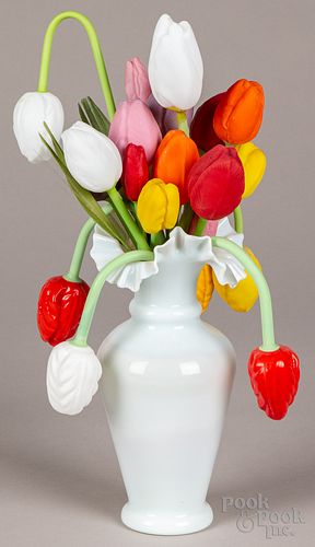 Vase of blown glass tulips