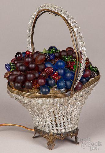 Czechoslovakian glass fruit basket lamp