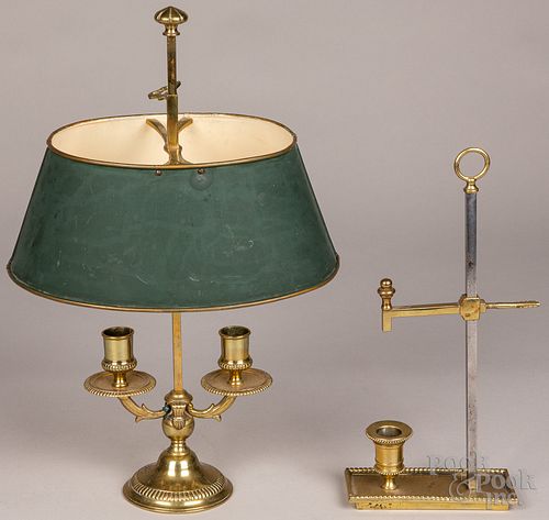 Two French brass bouillotte lamps, 19th c.