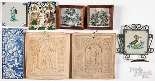 Group of miscellaneous tiles and plaques, 19th c.